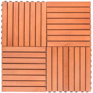 Set di 10 Piastrelle a Incastro in Legno Marrone Rossastro a 8 Doghe per Pavimentazione Esterna - Product Image 3