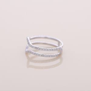IGI Certified Curved Round Diamond Chevron Wedding Band in <b>Solid</b> 925 Sterling <b>Silver</b> - Product Image 2