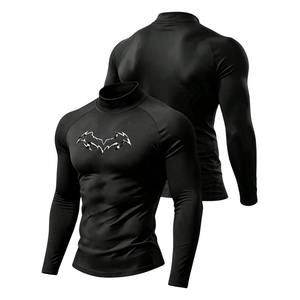 <b>Mens</b> Casual <b>Shirts</b> Knitted Long Sleeve Compression <b>Shirt</b> <b>Collarless</b> Base Layer Solid Training Running Gym Fitness Sportswear Top - Product Image 3