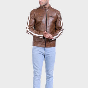 Vestes d'hiver pour hommes en cuir véritable de qualité supérieure avec col montant et logo sur le devant, design respirant, coupe-vent et imperméable personnalisé - Product Image 5