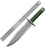 Couteau tactique fixe de chasse Bowie en acier inoxydable, inspiré du film classique RAMBO First Blood, avec manche en acier inoxydable et lame à pointe clip.