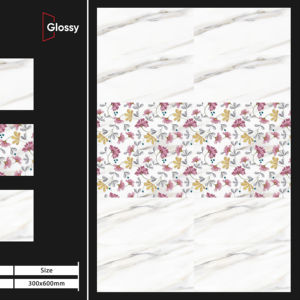 กระเบื้องบุผนังเซรามิกเคลือบเงาหรูหรา ขนาด 300x600 มม. (12x24 นิ้ว) สำหรับตกแต่งผนังภายในสไตล์ร่วมสมัย เหมาะสำหรับห้องน้ำและห้องครัว - Product Image 1