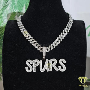 Collier personnalisé avec pendentif Spurs, diamant moissanite, style Cuban Link, bijoux hip hop pour hommes et femmes - Product Image 6
