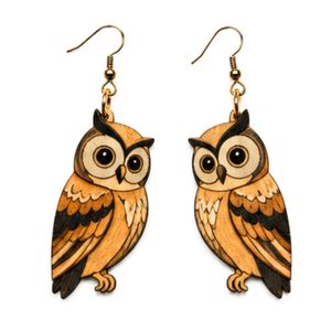 Boucles d'oreilles pendantes en forme de grue en bois, plaquées or, style bohème, bijoux de mode pour femmes - Product Image 2
