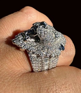 Lion Head Hip Hop <b>Ring</b> <b>Men</b> 925 Sterling <b>Silver</b> Moissanite Diamond Rhodium Finish Bling Statement Jewelry Luxury Fashion - Product Image 4