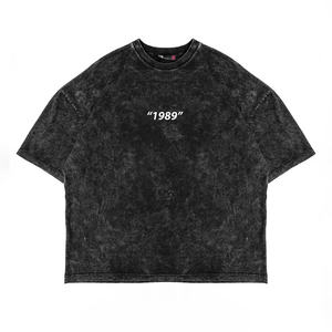 230G logotipo personalizado 100% algodón Vintage lavado de talla grande Camisetas estampadas de gran tamaño para hombres de manga corta tejido de punto - Product Image 1