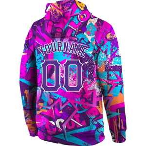 Sweat-shirt personnalisé pour homme avec nom et numéro imprimés par sublimation, dégradé violet, décontracté, pour l'automne, sweat-shirt de sport - Product Image 6