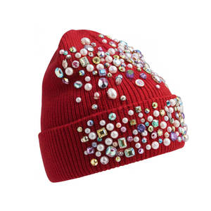 Bonnet chaud personnalisé de qualité supérieure avec strass scintillants, motif pierre, logo imprimé, épais et tendance - Product Image 3