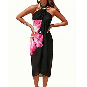 ผ้าซารองพิมพ์ลายโลโก้ตามสั่งสำหรับผู้หญิง ผ้าคลุมชายหาด ผ้าฝ้ายน้ำหนักเบา ชุดว่ายน้ำบิกินี่ ขายส่ง - Product Image 3