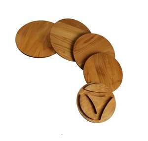 Durable Handmade Classic Wooden Non-Folding Coasters for Coffee Tea & Mug <b>Drinks</b>-Kitchen Use - Product Image 2
