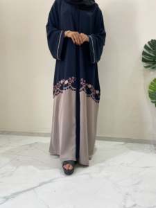 Dubai Style Women's Breathable Polyester Maxi <b>Flared</b> Abaya Handmade <b>Sequined</b> Beaded V Neck Long Sleeve Prayer Evening Party - Product Image 4