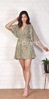 Robe courte bohème à imprimé floral d'été, respirante et confortable, en tissu satiné de qualité supérieure, robe courte en soie pour femmes