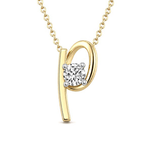 Pendentif lettre P en or 10 carats de qualité supérieure, livré avec un diamant de laboratoire taille ronde minimaliste certifié GRA, bijoux pour femmes - Product Image 4