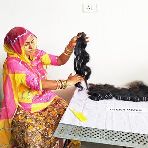 100% vague de corps cuticule alignée couleur naturelle noir indien extensions de cheveux humains bruts Double trame cheveux non traités chimiquement - Product Image 6