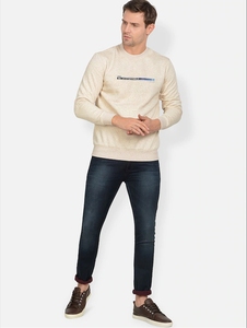 Sweat-shirt à col rond pour homme, coupe ajustée, logo imprimé, pull décontracté, tricot d'automne, 100% coton - Product Image 1