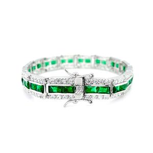 Pulsera CZ verde de joyería de fiesta nupcial clásica para mujer - Product Image 1