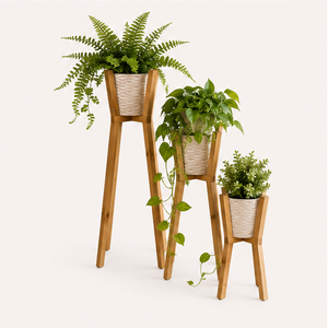 Ensemble de 3 supports pour plantes, porte-pots de fleurs modernes pour l'intérieur, support pour plantes en bois écologique pour la décoration du salon et du balcon - Product Image 1
