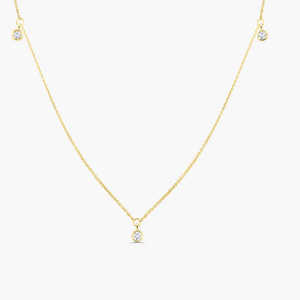 Collar de Diamantes Naturales Colgantes con Engaste de Oro de 14k, Corte Brillante de 0.17ct, Hecho a Medida para Boda, Cadena de Eslabones, 2 Gramos, Tercera Categoría - Product Image 4