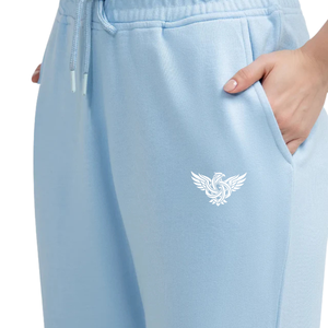 Pantalon de survêtement décontracté pour femme, bleu ciel, coupe droite, taille haute, ajusté, respirant, en mélange de coton, confortable pour le quotidien - Product Image 6