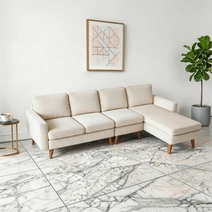 Sofá Seccional en Forma de L Tapizado en Corduroy Tradicional, Relleno de Espuma, Ecológico, Ideal para Espacios Pequeños, Sala de Estar - Product Image 4