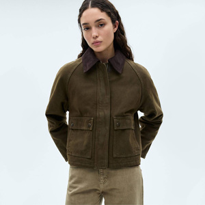 Nouvelle veste en toile vert olive pour femme, style décontracté, manteau de travail, vêtement d'extérieur en coton doux, fermeture éclair simple, poches, haut tendance pour femme - Product Image 2
