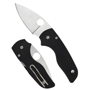 Navajas Plegables de Acero Inoxidable con Hoja Plateada de Borde Liso, Mango Texturizado Negro, Orificio de Apertura para el Pulgar y Clip Metálico - Product Image 1