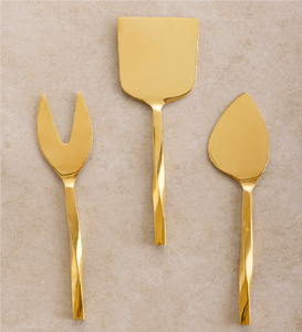 Stainless Steel & Brass <b>Cheese</b> <b>Set</b> Stem And Leaf Design Handle Home Kitchen Wedding and Gifting in Lowest Price - Product Image 3