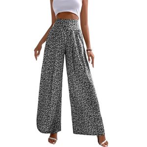 Women’s Loose Floral Print <b>Trousers</b> - Lightweight <b>Drawstring</b> Elastic Waist Casual Straight Leg Pants for Summer - Product Image 1
