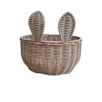 Paniers de Pâques colorés petits et grands paniers de rangement tissés en rotin de bambou pour oeufs fruits bonbons gâteau artisanat en osier artisanal