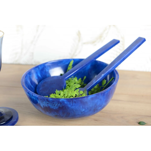 Ensemble de cuillères et fourchettes à salade en résine marbrée bleue, écologiques, compatibles lave-vaisselle, deux pièces, ustensiles de service FAIZA CRAFT - Product Image 6