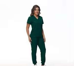 Conjuntos de uniformes médicos de manga corta para enfermeras, trajes de scrubs personalizados de sarga unisex para hospital, de alta calidad con detección de agujas - Product Image 4