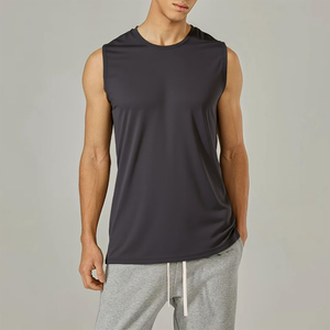 Débardeurs sans manches pour hommes, col rond, couleur unie, anti-humidité, 220g, polyester tricoté, vêtements de sport décontractés - Product Image 4