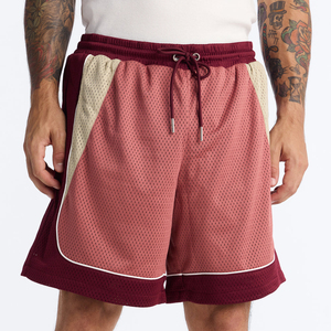 Custom <b>Men's</b> <b>Red</b> Mesh Bermuda <b>Shorts</b> With White Side Stripe Drawstring Waist Mid Rise Breathable Polyester Casual Sport <b>Shorts</b> - Product Image 3