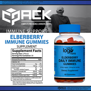 USA Made Wholesale Supply OEM Private Label High Quality Natural Elderberry <b>Gummy</b> <b>Candy</b> Dietary Supplement 60ct for Adults - Product Image 3
