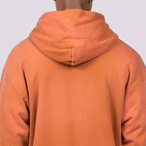 Wholesale Plain <b>Orange</b> Winter Pullover Hoodies With Front Pocket 100% Cotton <b>Fleece</b> Drop Shoulder Oversize Winter Men's Hoodies - Product Image 4