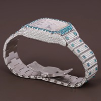 Montre de luxe pour homme en moissanite glacée, bijoux de mode, argent sterling 925, cadran en verre antique, quartz, style hip-hop et affaires