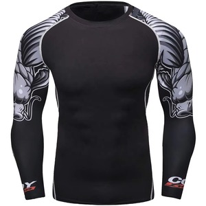 Camiseta Deportiva de Manga Larga para Hombre, Negra con Estampado de Calavera, Sublimación, Secado Rápido - Product Image 5