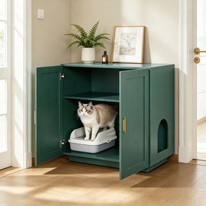 Lussuosa Cassetta per Gatti Ecologica in Legno, Grande Capacità, Forma Rettangolare, Facile da Pulire, per Soggiorno, con Funzione PC - Product Image 1