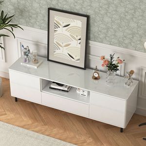 Mobile TV Moderno Lucido con Pannelli, Centro Intrattenimento con Ripiani Contenitori per Soggiorno e Camera da Letto, Mobile TV in Stile Moderno - Product Image 5