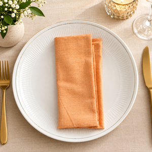 Orange <b>Linen</b> <b>Cloth</b> Napkins Square Reusable Dinner Napkins Plain Dyed Table <b>Linens</b> for Wedding Party Restaurant - Product Image 4