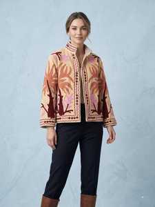 เสื้อแจ็คเก็ตปักลายซูซานีสีเบจสำหรับผู้หญิง สไตล์โบโฮ โทนสีเอิร์ธโทน งานแฮนด์เมด เสื้อคลุมสไตล์ชาติพันธุ์ เรียบหรูมีสไตล์ ของขวัญสำหรับเธอ - Product Image 6