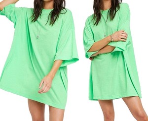 Vestido Camiseta Extra Grande para Mujer, Color Sólido, Manga Tres Cuartos, Cuello Redondo, 100% Algodón, Corte Holgado, Estilo Jersey Tejido para Primavera/Verano - Product Image 5