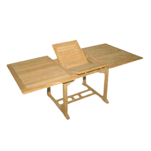 Esta mesa rectangular extensible de teca cuenta con un mecanismo de hoja desplegable y es adecuada para uso en interiores y exteriores. - Product Image 1
