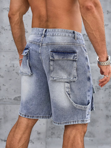 <b>Jeans</b> Workwear Denim Shorts <b>Man</b> Blue Slim Fit Stretch Vintage Straight <b>Jeans</b> - Product Image 5