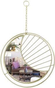 Espejo Decorativo de Pared con Forma de Luna Dorada, Espejo Colgante de Metal para Sala de Estar, Dormitorio, Decoración de Interiores del Hogar, Venta al por Mayor - Product Image 5