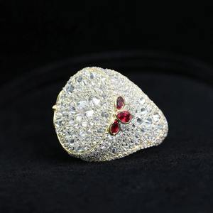 Anillo de Mariposa con Incrustaciones de Diamantes | Diamante de Laboratorio D VVS | Piedra Lateral de Rubí | Anillo Hip Hop de Plata de Ley 925 | Joyería Unisex para Compromiso y Boda - Product Image 1