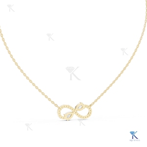 Collar con Colgante Infinito de Diamantes Cultivados en Laboratorio, en Oro Sólido, para Mujer, Corte Pera, Dos Piedras, Joyería Clásica para Aniversario - Product Image 6