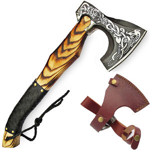 Burraq Custom 17" Handmade Stainless Steel <b>Axe</b> Head Tomahawks Rosewood Handle Leather Sheath 4.5in Cutting Edge DIY Industrial - Product Image 6