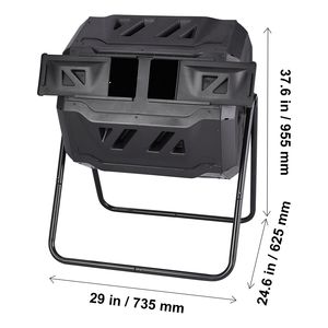 43-Gal Dual Chamber Composting Tumbler <b>Large</b> Tumbling Rotating Steel Frame Composter 2 <b>Sliding</b> Doors Aerators Bin for Compost BP - Product Image 4