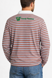 Polo de Alta Calidad, Corte Holgado, Unisex, 100% Algodón, Rayas, Puños Acanalados, Manga Larga, Estilo Casual Vintage, Talla Grande - Product Image 4